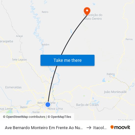 Ave Bernardo Monteiro Em Frente Ao Numero 572 to Itacolomi map