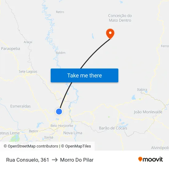 Rua Consuelo, 361 to Morro Do Pilar map