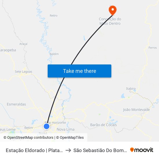 Estação Eldorado | Plataforma B5 to São Sebastião Do Bom Sucesso map