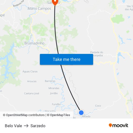 Belo Vale to Sarzedo map