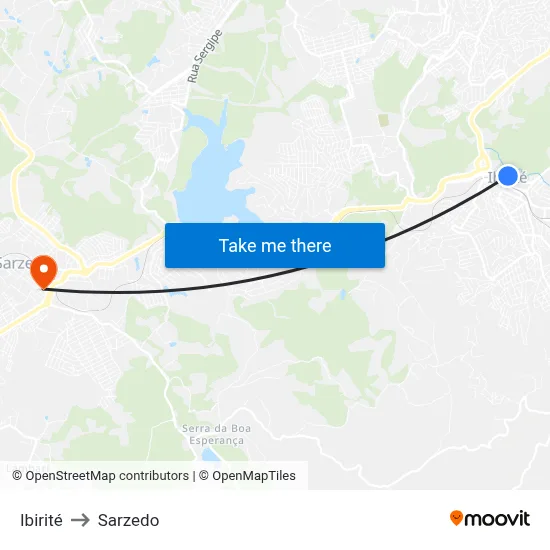 Ibirité to Sarzedo map