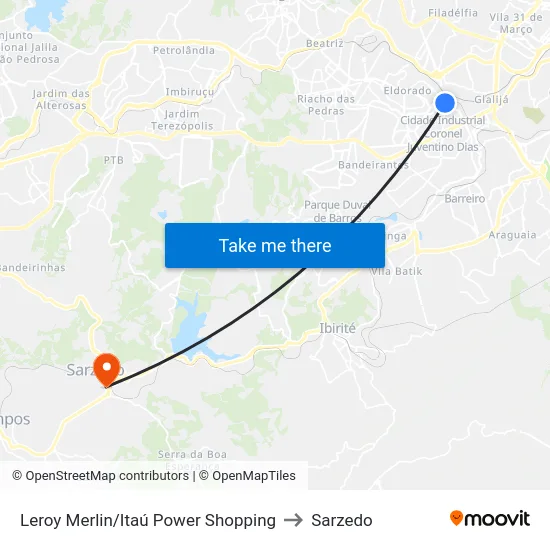 Leroy Merlin/Itaú Power Shopping to Sarzedo map