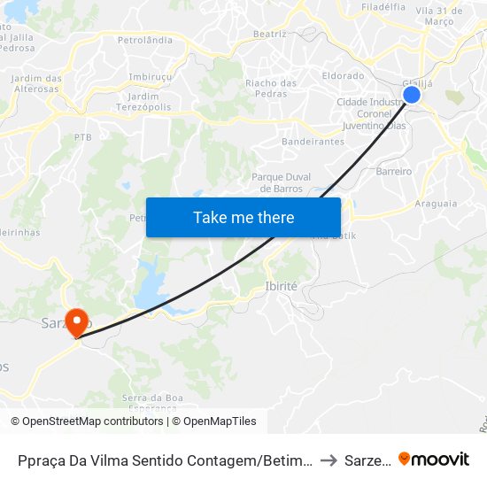 Ppraça Da Vilma Sentido Contagem/Betim/Barreiro to Sarzedo map