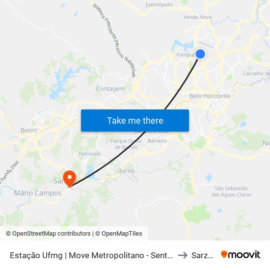 Estação Ufmg | Move Metropolitano - Sentido Centro to Sarzedo map