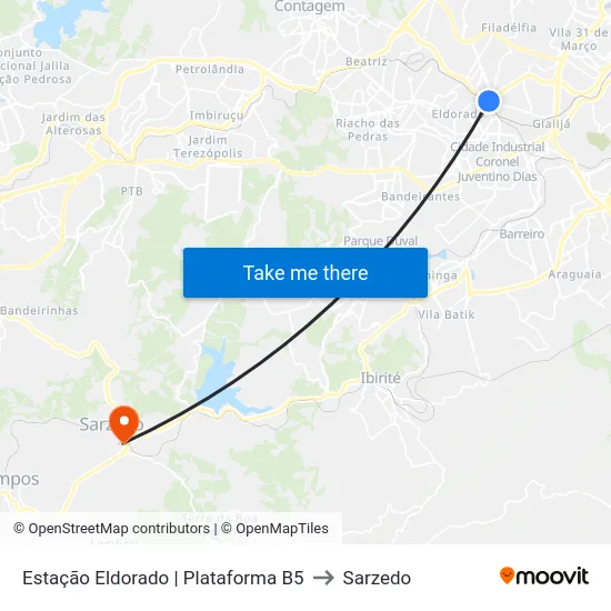Estação Eldorado | Plataforma B5 to Sarzedo map