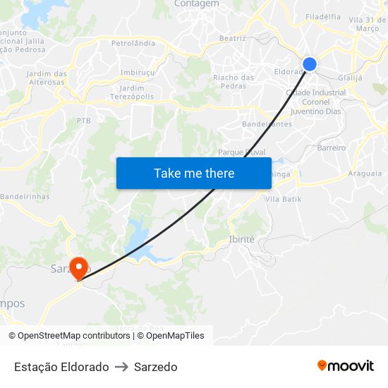 Estação Eldorado to Sarzedo map