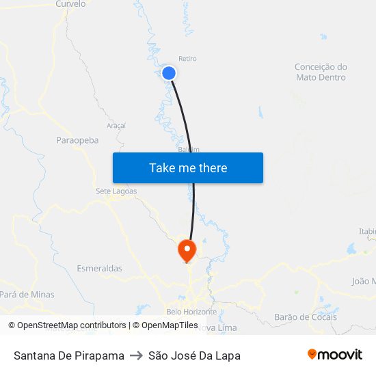 Santana De Pirapama to São José Da Lapa map