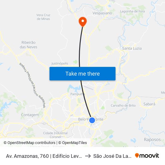 Av. Amazonas, 760 | Edifício Levy 2 to São José Da Lapa map