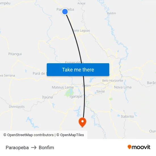 Paraopeba to Bonfim map