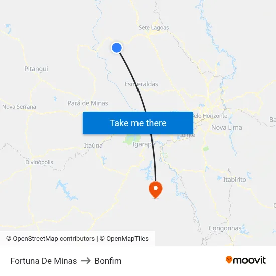 Fortuna De Minas to Bonfim map