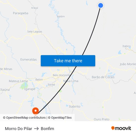 Morro Do Pilar to Bonfim map