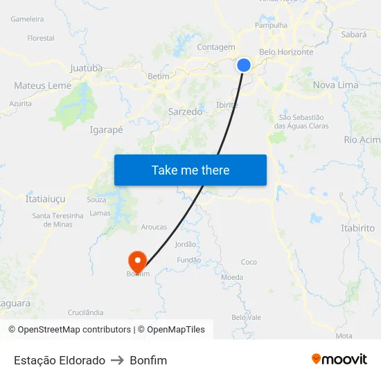 Estação Eldorado to Bonfim map