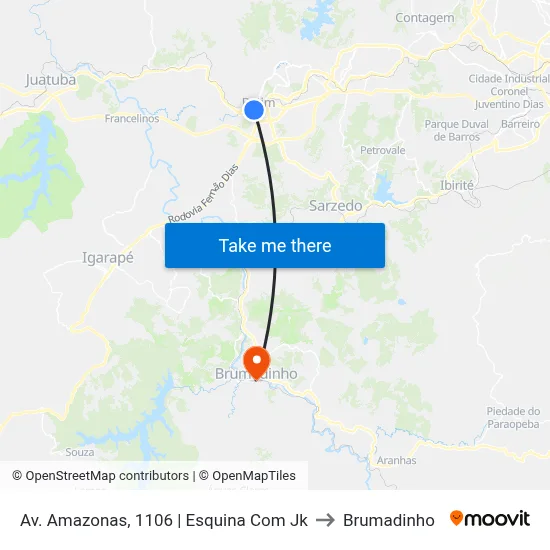 Av. Amazonas, 1106 | Esquina Com Jk to Brumadinho map