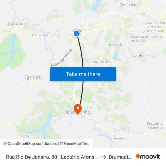 Rua Rio De Janeiro, 80 | Lactário Afonso Pena to Brumadinho map
