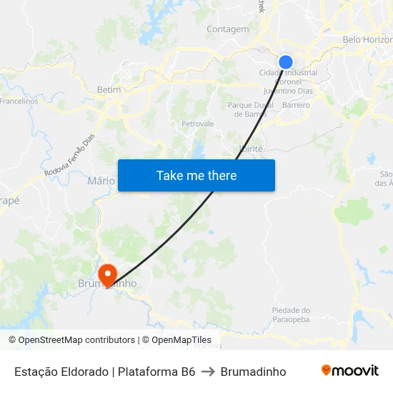Estação Eldorado | Plataforma B6 to Brumadinho map