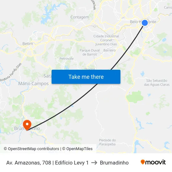 Av. Amazonas, 708 | Edifício Levy 1 to Brumadinho map