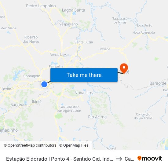 Estação Eldorado | Ponto 4 - Sentido Cid. Industrial/Barreiro to Caeté map