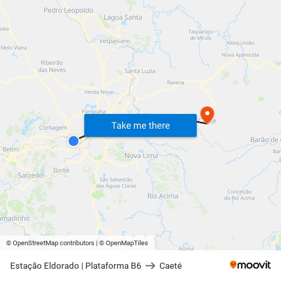 Estação Eldorado | Plataforma B6 to Caeté map