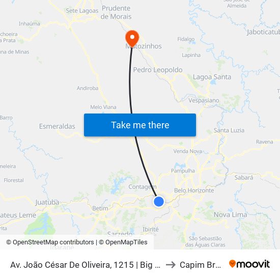 Av. João César De Oliveira, 1215 | Big Shopping to Capim Branco map