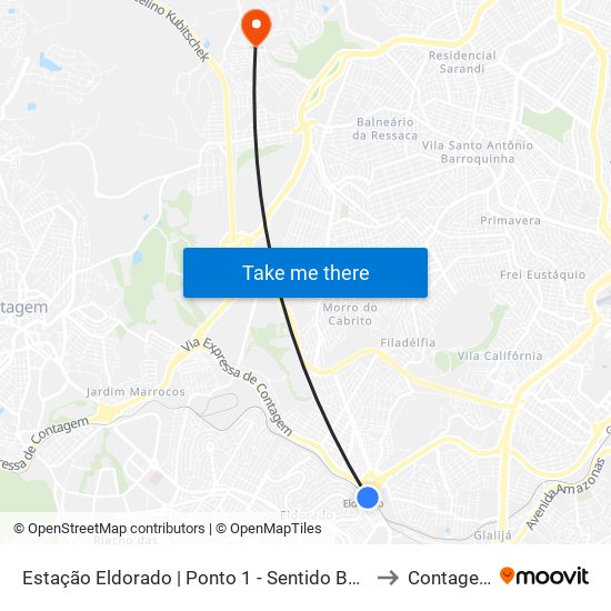 Estação Eldorado | Ponto 1 - Sentido Bairro to Contagem map