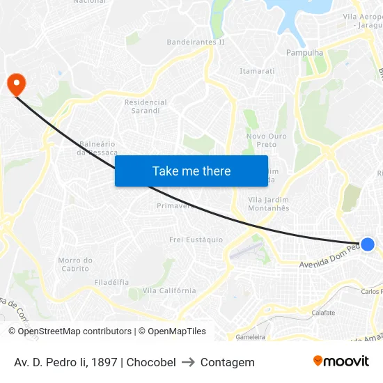 Av. D. Pedro Ii, 1897 | Chocobel to Contagem map