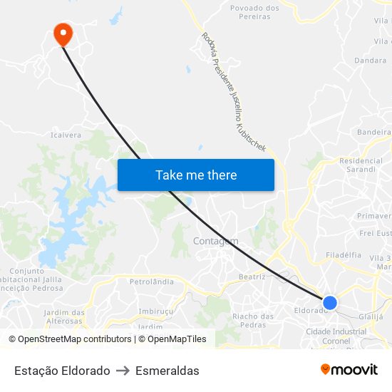 Estação Eldorado to Esmeraldas map