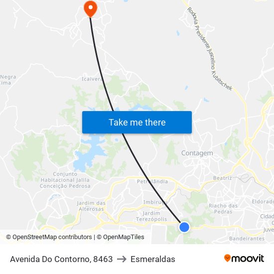 Avenida Do Contorno, 8463 to Esmeraldas map