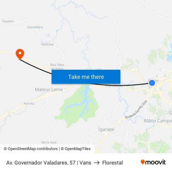 Av. Governador Valadares, 57 | Vans to Florestal map