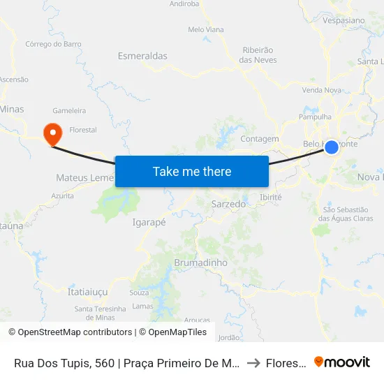 Rua Dos Tupis, 560 | Praça Primeiro De Maio 2 to Florestal map