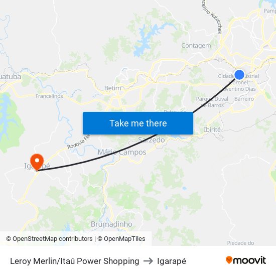 Leroy Merlin/Itaú Power Shopping to Igarapé map