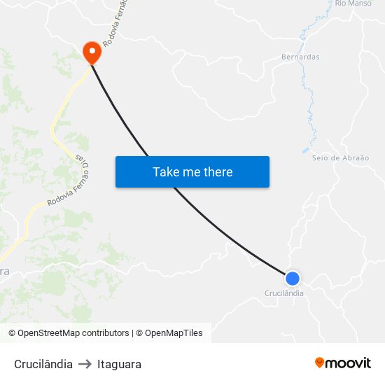 Crucilândia to Itaguara map