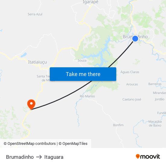 Brumadinho to Itaguara map