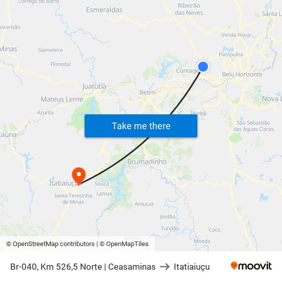 Br-040, Km 526,5 Norte | Ceasaminas to Itatiaiuçu map