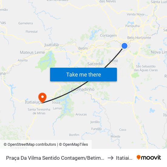 Praça Da Vilma Sentido Contagem/Betim/Barreiro to Itatiaiuçu map