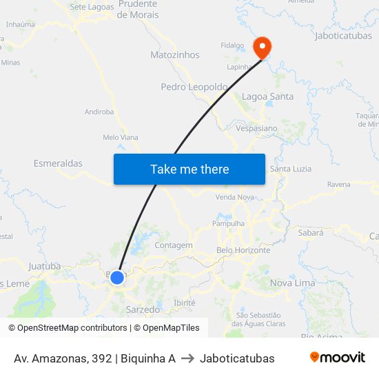 Av. Amazonas, 392 | Biquinha A to Jaboticatubas map