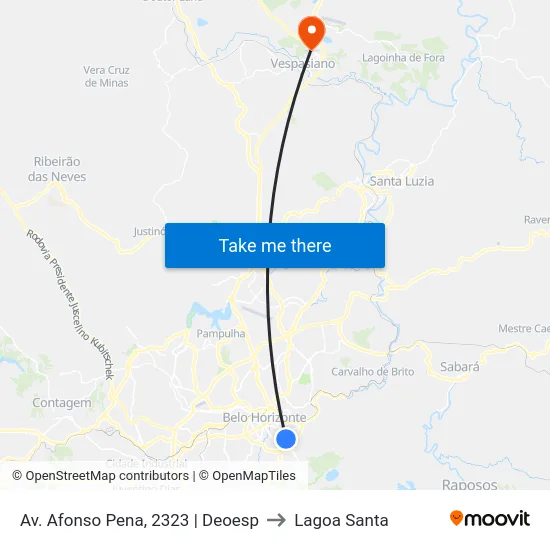 Av. Afonso Pena, 2323 | Deoesp to Lagoa Santa map