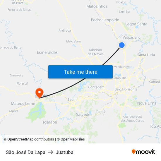 São José Da Lapa to Juatuba map
