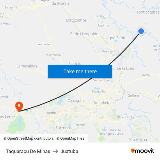 Taquaraçu De Minas to Juatuba map