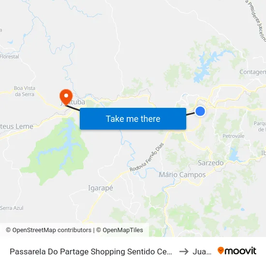 Passarela Do Partage Shopping Sentido Centro De Betim/Br-381 to Juatuba map