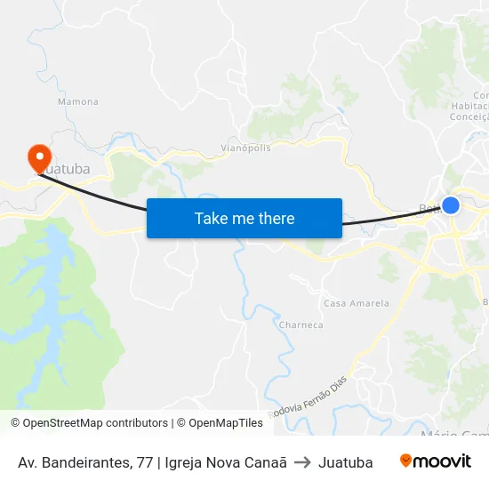 Av. Bandeirantes, 77 | Igreja Nova Canaã to Juatuba map