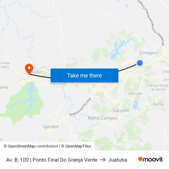 Av. B, 100 | Ponto Final Do Granja Verde to Juatuba map
