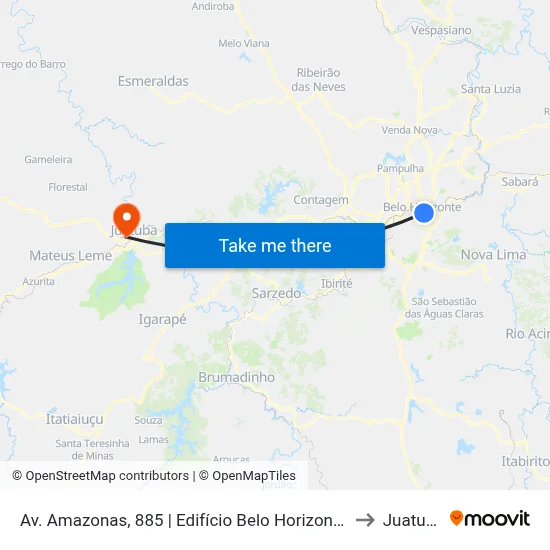 Av. Amazonas, 885 | Edifício Belo Horizonte 1 to Juatuba map