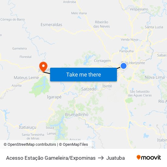 Acesso Estação Gameleira/Expominas to Juatuba map