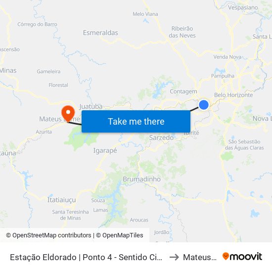 Estação Eldorado | Ponto 4 - Sentido Cid. Industrial/Barreiro to Mateus Leme map