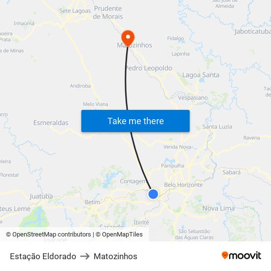 Estação Eldorado to Matozinhos map