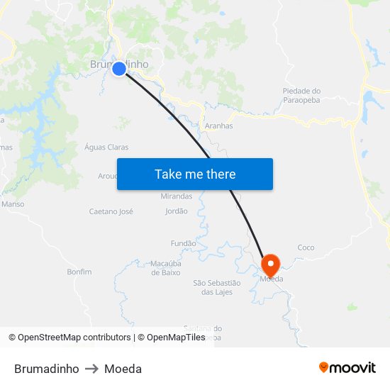 Brumadinho to Moeda map