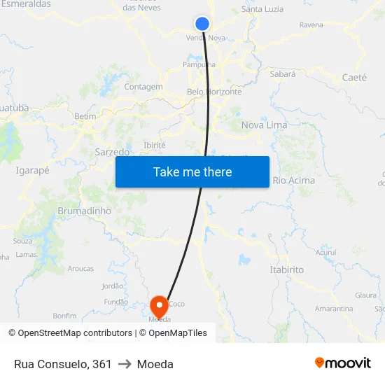 Rua Consuelo, 361 to Moeda map