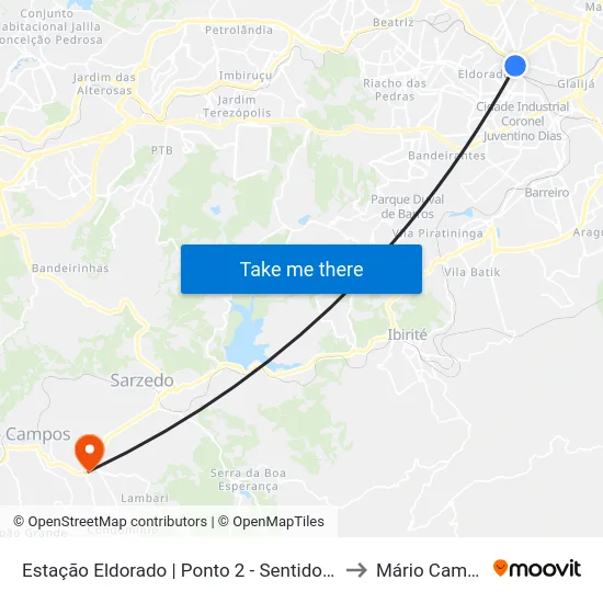 Estação Eldorado | Ponto 2 - Sentido Bairro to Mário Campos map