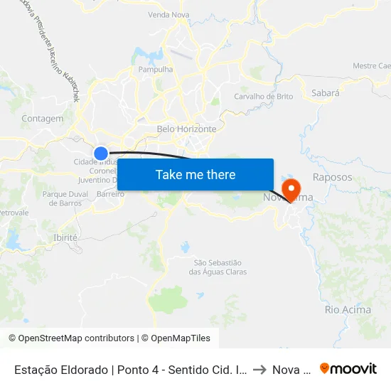 Estação Eldorado | Ponto 4 - Sentido Cid. Industrial/Barreiro to Nova Lima map