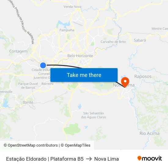 Estação Eldorado | Plataforma B5 to Nova Lima map